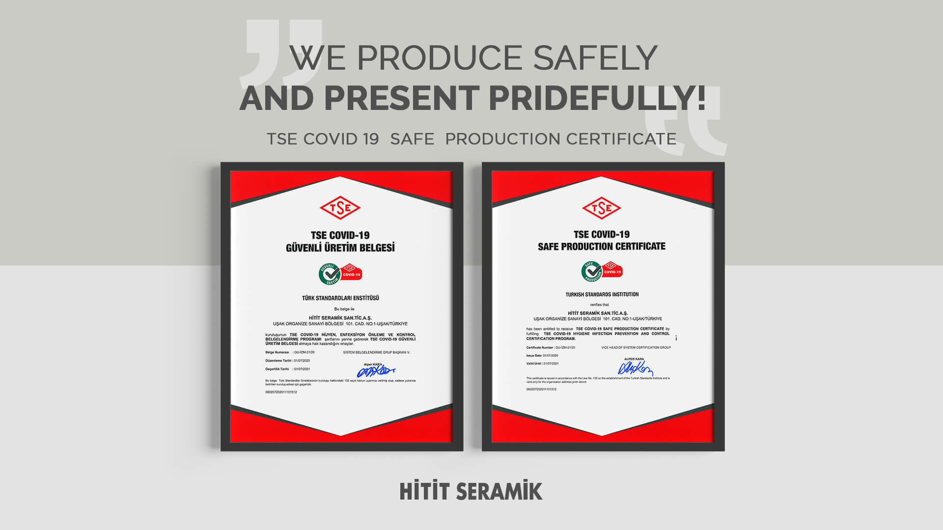 TSI COVID-19 Safe Production Certificate
